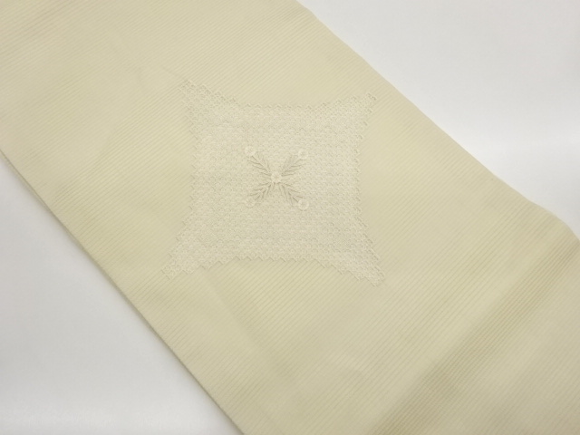 JAPANESE KIMONO / NAGOYA OBI FOR SUMMER / CUTWORK / RHOMBUS & FLOWER